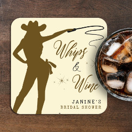 Piskor & Vin Cowgirl Bröllopsfest Underlägg Papper Kvadrat