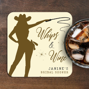 Piskor & Vin Cowgirl Bröllopsfest Underlägg Papper Kvadrat