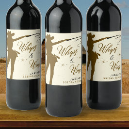 Piskor & Vin Cowgirl Bröllopsfest Vinflaska Etikett