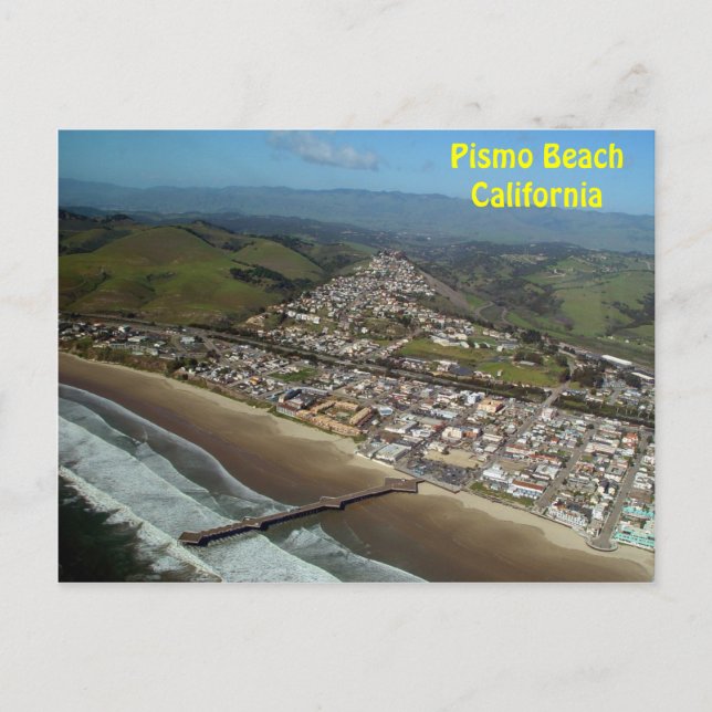 Pismo Beach, California Aerial View Postcard Vykort (Framsida)