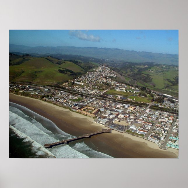 Pismo Beach, California Aerial View Print Poster (Framsidan)