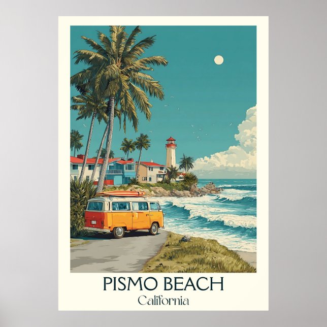 Pismo Beach California Art Skriv ut | Klassisk cer Poster (Framsidan)