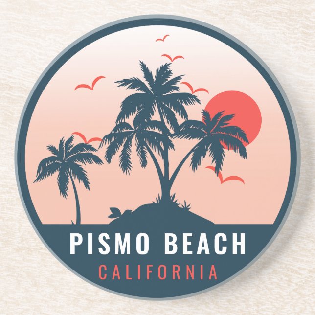 Pismo Beach California Retro Sunset Souvenirs 80-t Underlägg (Framsidan)