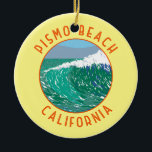 Pismo Beach California Travel Art Vintage Julgransprydnad Keramik<br><div class="desc">Pismo Beach i vektorkonsten stil. Den är känd för sina vinerier och många stränder.</div>