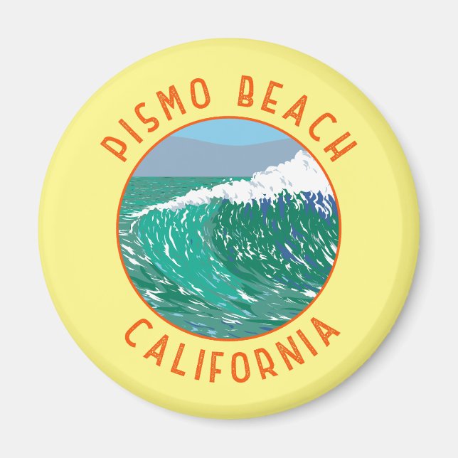 Pismo Beach California Travel Art Vintage Magnet (Framsidan)
