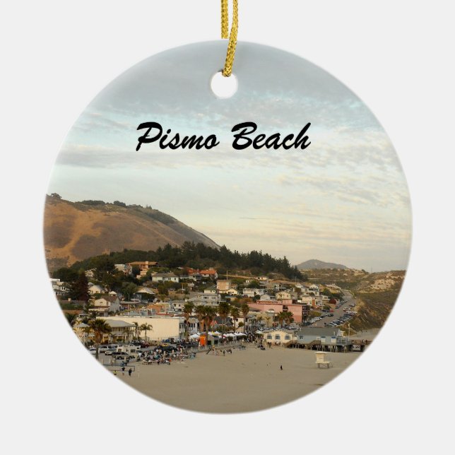 Pismo Beach California Travel Photo Julgransprydnad Keramik (Framsidan)