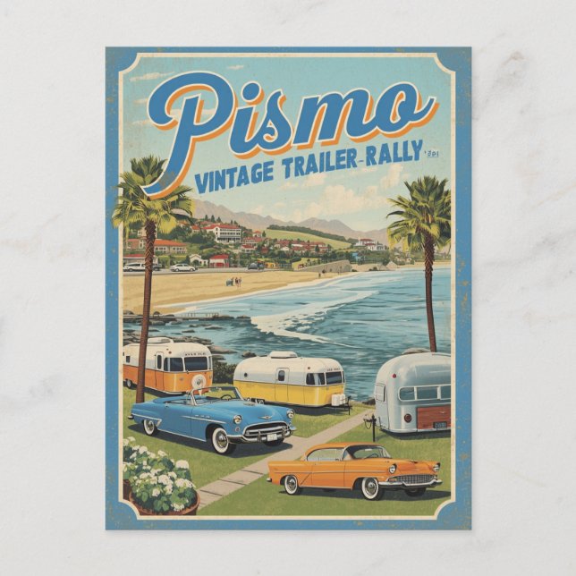 Pismo Beach gammal kustscen Vykort (Framsida)