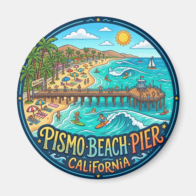 Pismo Beach Pier USA Magnet (Framsidan)