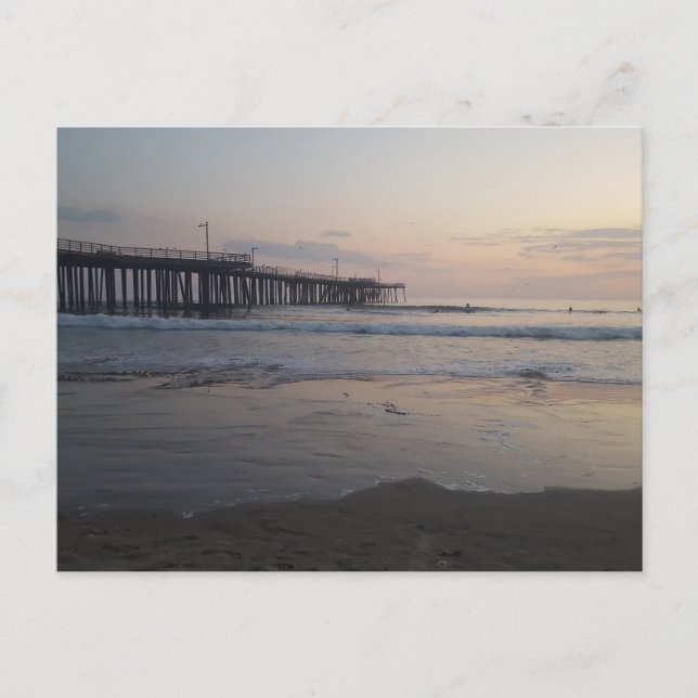 Pismo Beach Pier vid solnedgång Vykort (Framsida)
