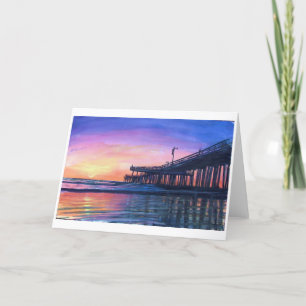 Pismo Pier Original Watercolor Blank Greeting Card Kort