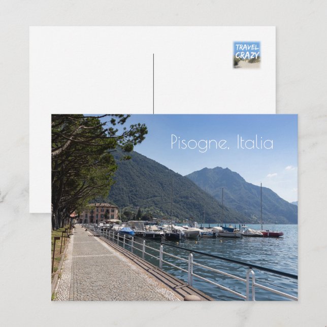 Pisogne och Sjö Iseo, Lombardiet, Italien Vykort (Fram/baksida)