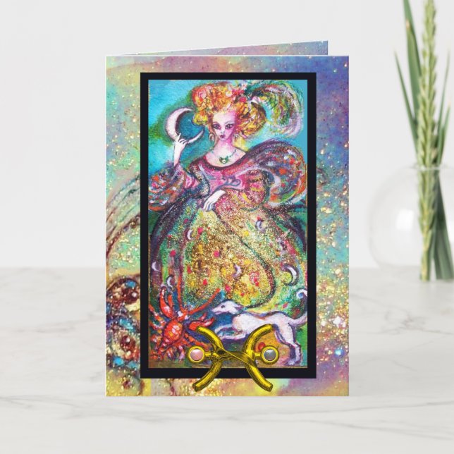 PISS,MÅNE DAM,TAROT ASTROLOGY ZODIAC BIRTHDAY KORT (Framsida)