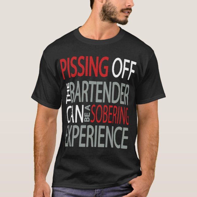 Pissa av den roliga vuxna BartenderTen- för T Shirt (Framsida)