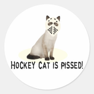 Pissad hockeykatt runt klistermärke