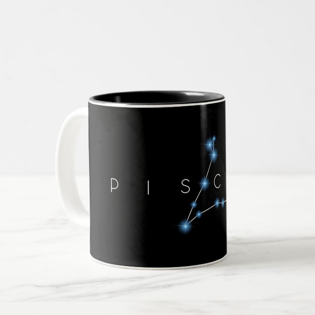 pissar zodiac-tecken, konstellation horoscope som Två-Tonad mugg (Framsida vänster)