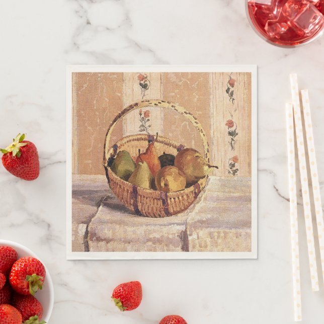 Pissarro - Äpplen och päron i Rund Basket, Pappersservett (Insitu)