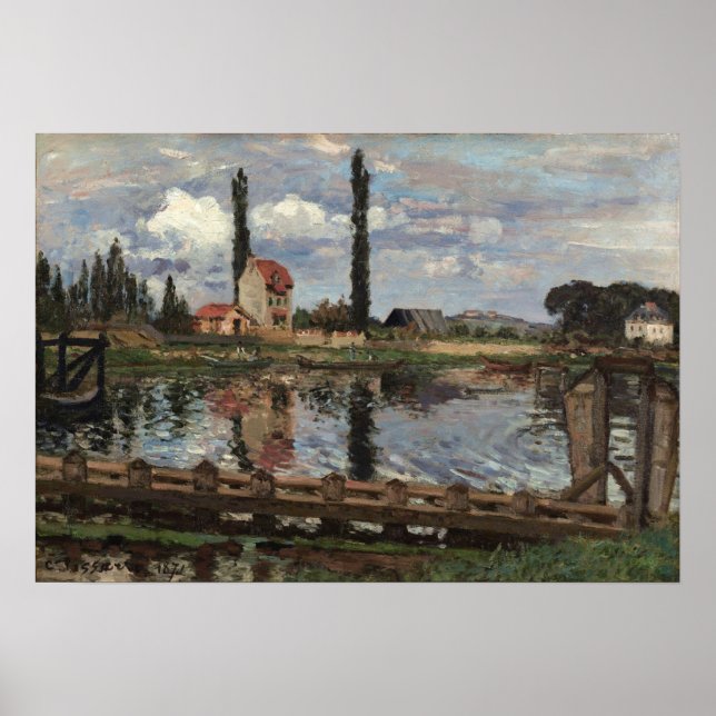 Pissarro - Au Bord de la Seine à port Marly 1871 Poster (Framsidan)