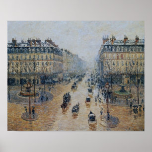 Pissarro - Avenue De L'Opera Snö God morgon 1898 Poster