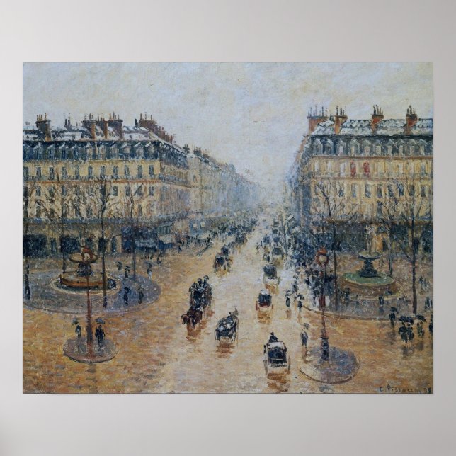 Pissarro - Avenue De L'Opera Snö God morgon 1898 Poster (Framsidan)