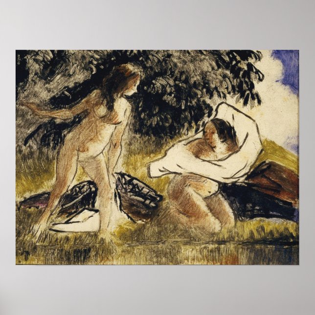 Pissarro - Bathers 1895 Poster (Framsidan)
