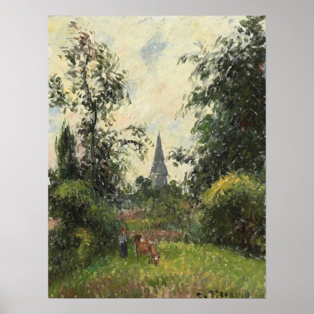Pissarro - Bazincourt Steeple 1895 Poster (Framsidan)