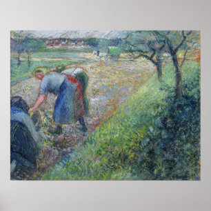 Pissarro - bönder på jobbet Pontoise 1880 Poster