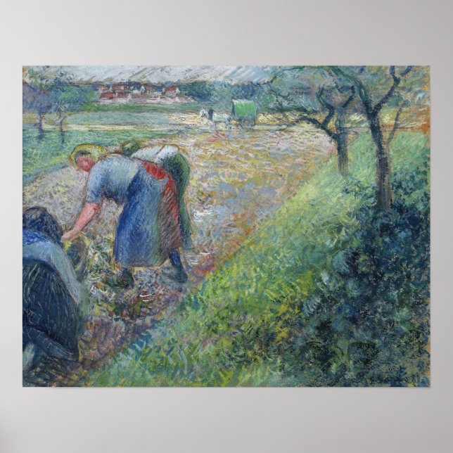 Pissarro - bönder på jobbet Pontoise 1880 Poster (Framsidan)