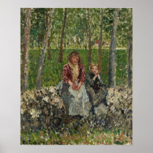 Pissarro - bönder under Träd, Moret Poster