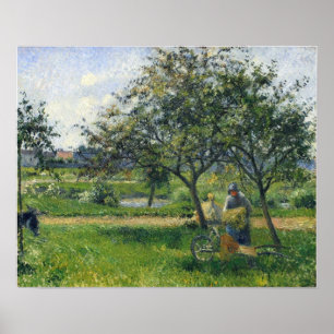 Pissarro - Bondkvinna Handkärr Fruktträdgård 1881 Poster