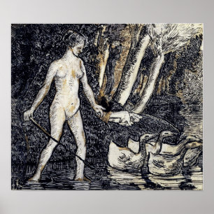 Pissarro - Borgen med gäss 1895 Poster