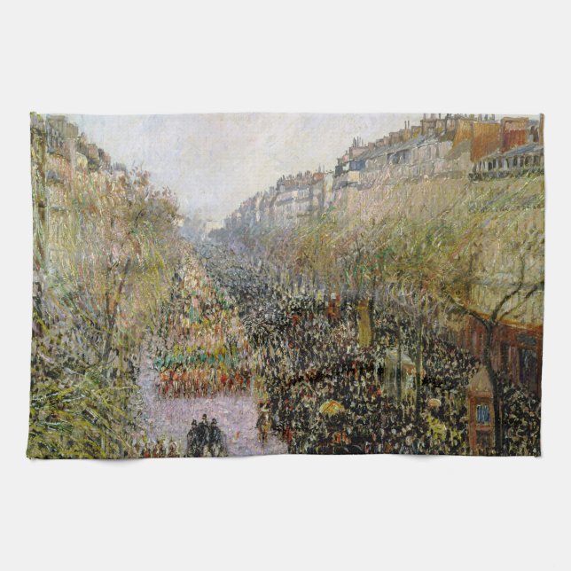 Pissarro - Boulevard Montmartre, Mardi Gras Kökshandduk (Horisontell)