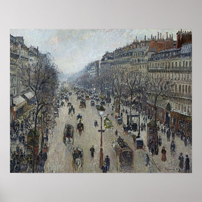 Pissarro - Boulevard Montmartre Morning Grey Weath Poster (Framsidan)