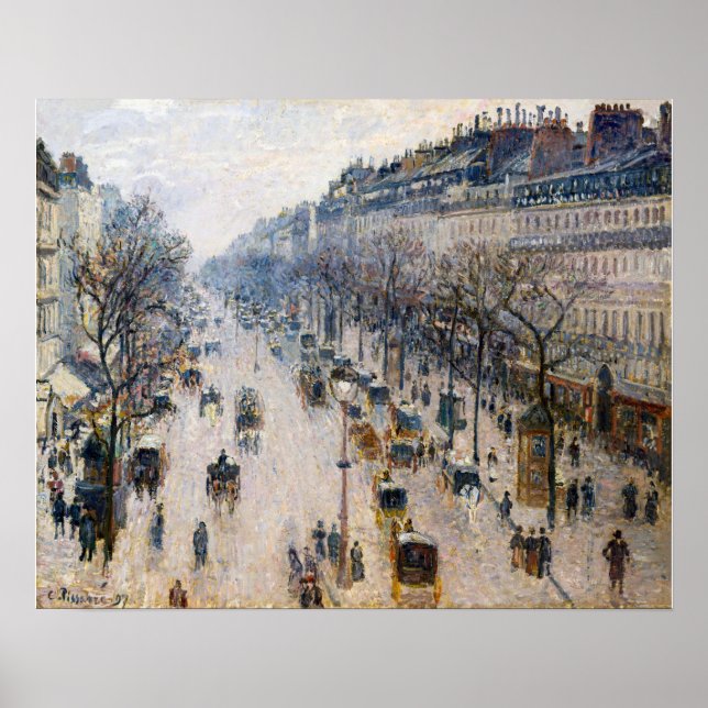 Pissarro - Boulevard Montmartre, Vintermorgon Poster (Framsidan)