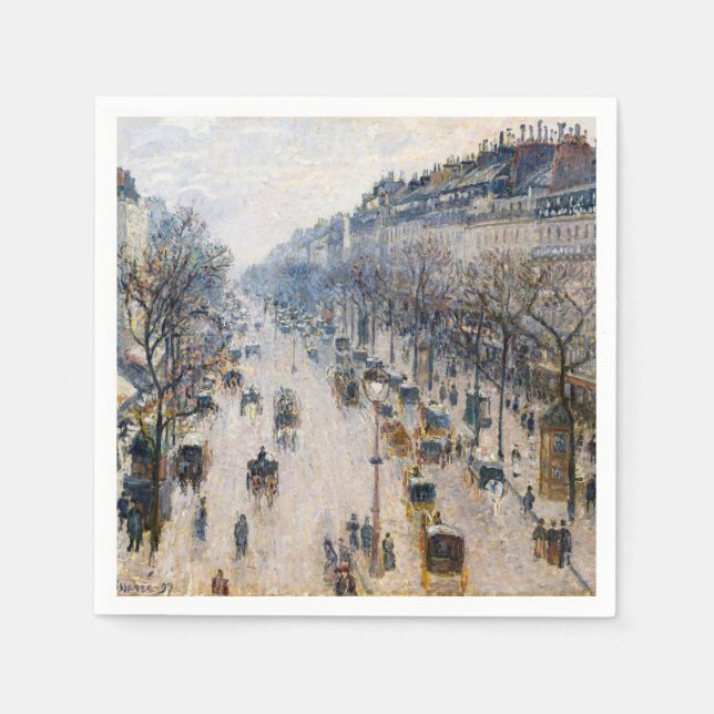 Pissarro - Boulevard Montmartre, vinterskt morgonl Pappersservett (Framsidan)
