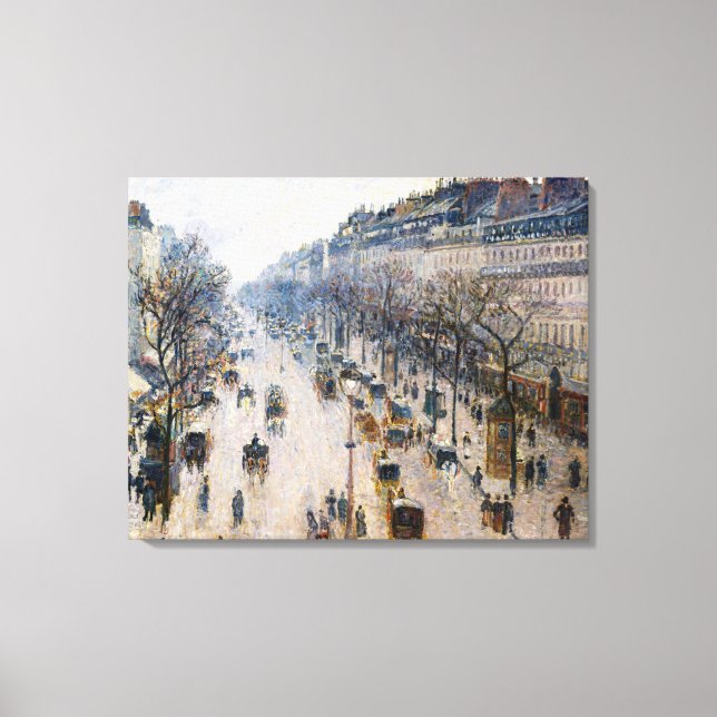 Pissarro - Boulevard Montmartre, Winter God morgon Canvastryck (Framsida)