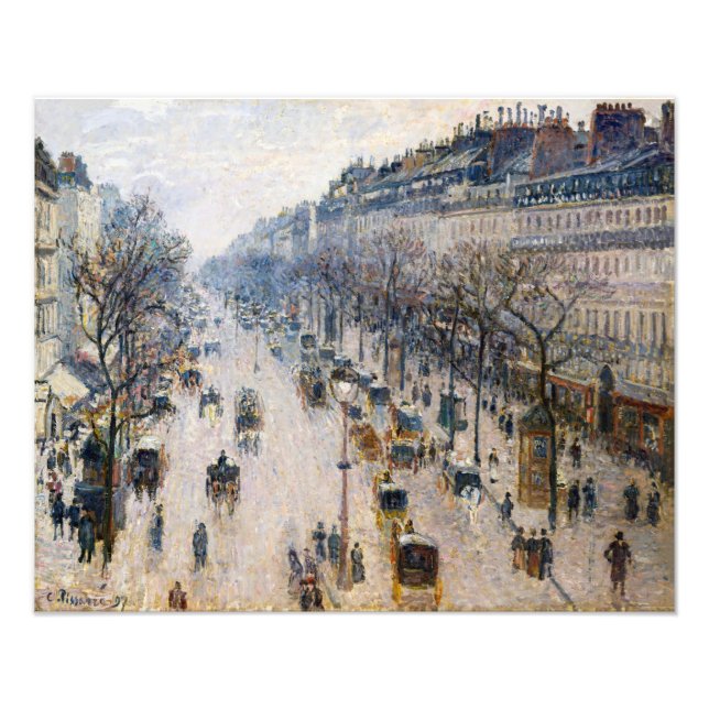 Pissarro - Boulevard Montmartre, Winter God morgon Fototryck (Framsidan)