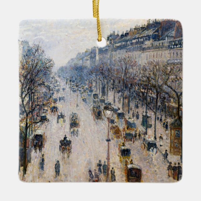 Pissarro - Boulevard Montmartre, Winter God morgon Julgransprydnad Keramik (Framsida)