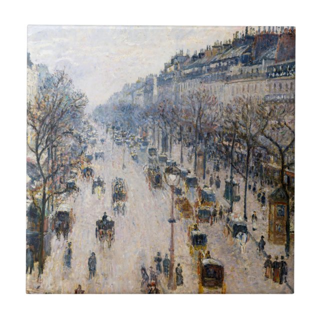 Pissarro - Boulevard Montmartre, Winter God morgon Kakelplatta (Framsidan)