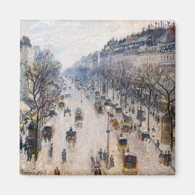 Pissarro - Boulevard Montmartre, Winter God morgon Magnet (Framsidan)