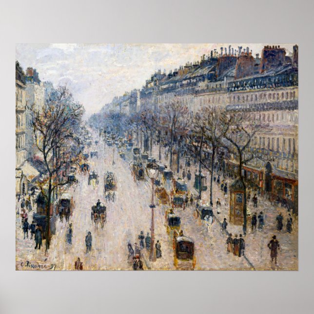 Pissarro - Boulevard Montmartre, Winter God morgon Poster (Framsidan)