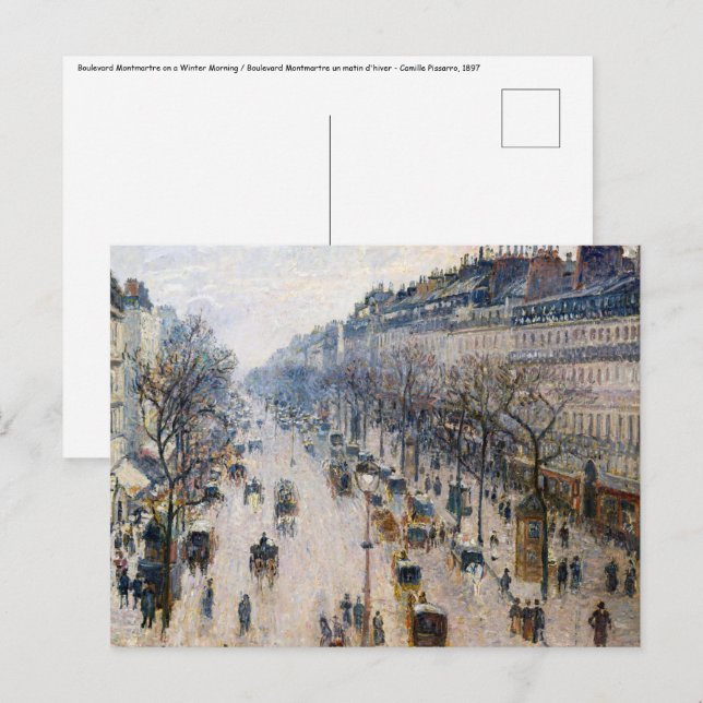 Pissarro - Boulevard Montmartre, Winter God morgon Vykort (Fram/baksida)