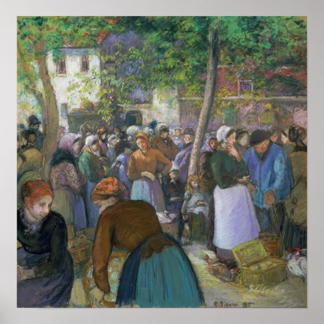 Pissarro - Fågelmarknad i Gisors Poster (Framsidan)