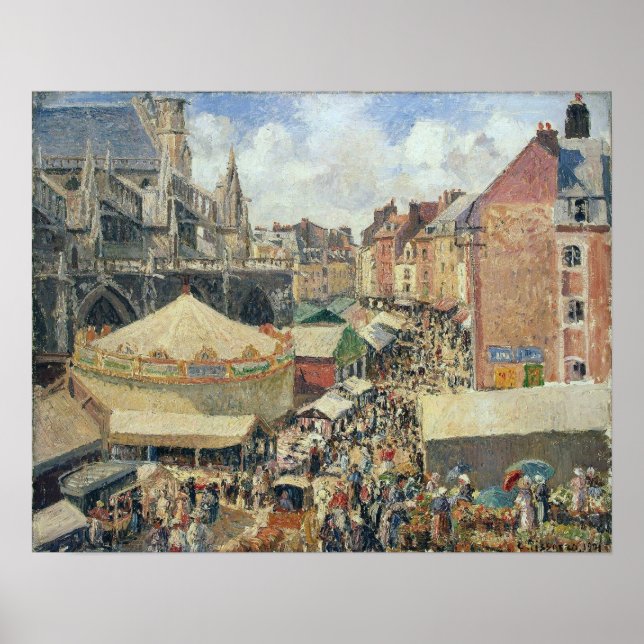 Pissarro - Fair in Dieppe Sunny Morgon 1901 Poster (Framsidan)