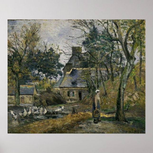 Pissarro - Farm vid Montfoucault 1874 Poster (Framsidan)