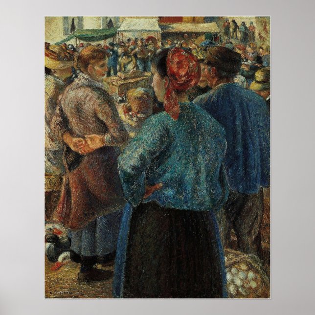 Pissarro - Fjäderfämarknaden i Pontoise 1882 Poster (Framsidan)