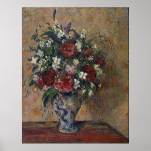 Pissarro Fortfarande liv med peonier och orange Poster