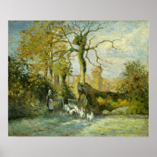 Pissarro - Gåsflickan i Montfoucault Poster
