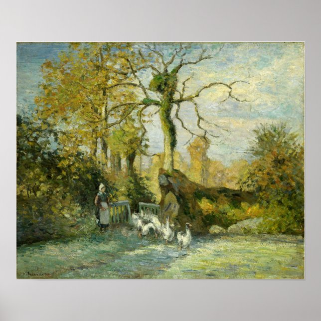 Pissarro - Gåsflickan i Montfoucault Poster (Framsidan)