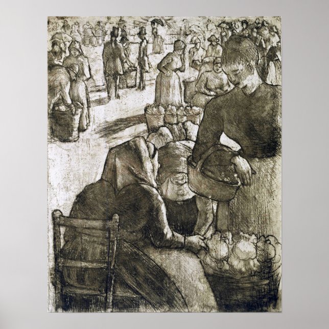 Pissarro - Grönsaksmarknaden i Pontoise Poster (Framsidan)