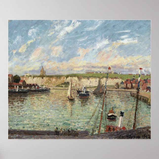 Pissarro - hamn i Dieppe eftermiddagen Sunny Weath Poster (Framsidan)